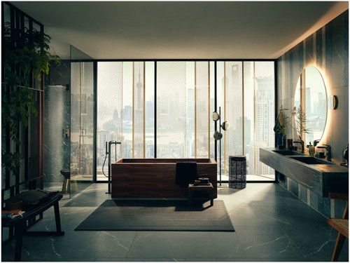 AXOR 39440341 Citterio Freestanding Tub Filler Trim with 1.75 GPM Handshower in Brushed Black Chrome