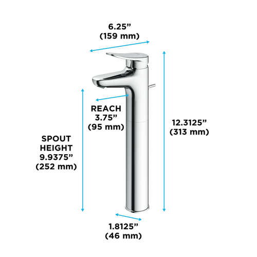 Toto LF 1.2 GPM Single Handle Vessel Bathroom Sink Faucet, Polished Chrome - TLS04306U#CP