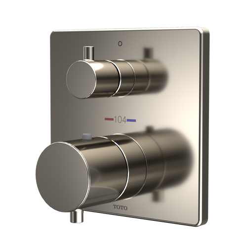 Toto Square Thermostatic Mixing Valve with Two-Way Diverter Shower Trim, Polished Nickel - TBV02404U#PN