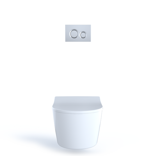 Toto RP Wall Hung D Shape Toilet with CEFIONTECT 0.9 and 1.28 GPF and DuoFit In-Wall Dual-Flush Tank System in Matte Silver