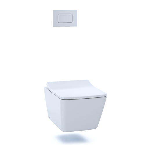 Toto SP Wall Hung Square Toilet with CEFIONTECT 0.9 and 1.28 GPF and DuoFit In-Wall Dual-Flush Tank System in White Toto SP Wall Hung Square Toilet with CEFIONTECT 0.9 and 1.28 GPF and DuoFit In-Wall Dual-Flush Tank System in White