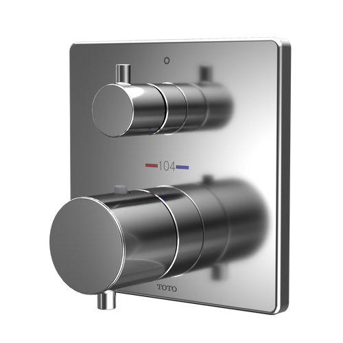 Toto Square Thermostatic Mixing Valve with Two-Way Diverter Shower Trim, Polished Chrome - TBV02404U#CP