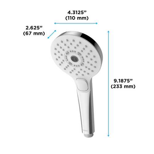 Toto G Series Round Three Spray Modes 4 inch 1.75 GPM Handshower with ACTIVE WAVE, COMFORT WAVE, and WARM SPA, Polished Nickel - TBW01011U4#PN