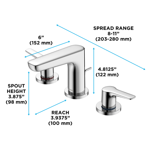 Toto GS 1.2 GPM Two Handle Widespread Bathroom Sink Faucet, Polished Chrome - TLG03201U#CP