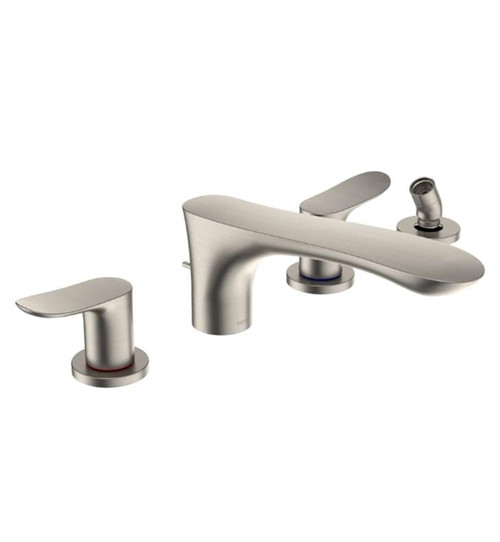 TOTO GO Two-Handle Deck-Mount Roman Tub Filler Trim with Handshower, Brushed Nickel - TBG01202U#BN