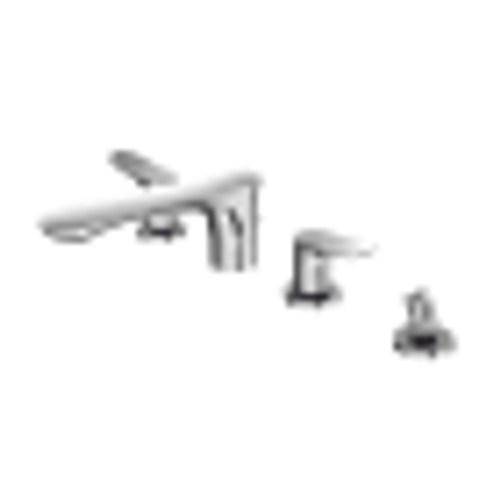 Toto GO Two-Handle Deck-Mount Roman Tub Filler Trim with Handshower, Polished Nickel - TBG01202U#PN