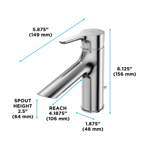Toto LB 1.2 GPM Single Handle Bathroom Sink Faucet with COMFORT GLIDE Technology, Polished Chrome - TLS01301U#CP