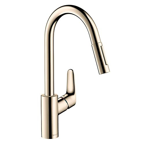 Hansgrohe 04505830 Focus High Arc Kitchen Faucet, 2-Spray Pull-Down, 1.75 GPM in Polished Nickel