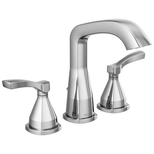 Delta Stryke Widespread Faucet with Lever Handles & Metal Drain & Pop Up in Chrome Finish - 35776-MPU-DST