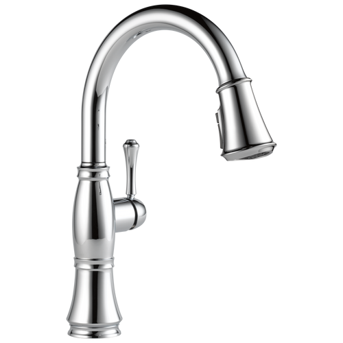 Delta Cassidy Single Handle Pull-Down Kitchen Faucet with ShieldSpray Technology in Lumicoat Chrome Finish - 9197-PR-DST