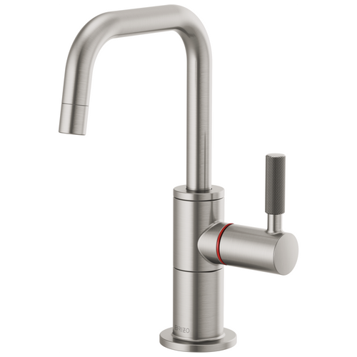 Brizo Litze Instant Hot Faucet with Square Spout & Knurled Handle in Stainless Finish - 61353LF-H-SS Brizo Litze Instant Hot Faucet with Square Spout & Knurled Handle in Stainless Finish - 61353LF-H-SS