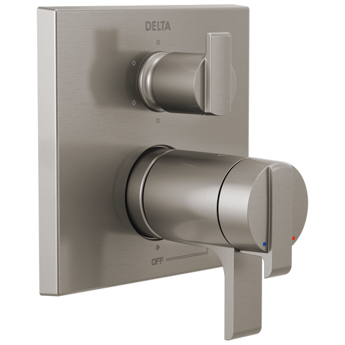 Delta Ara Angular Modern TempAssure 17T Series Valve Trim with 6-Setting Integrated Diverter in Stainless Finish - T27T967-SS
