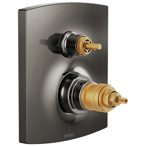 Brizo Kintsu TempAssure Thermostatic Valve with Integrated 3-Function Diverter Trim - Less Handles in Brilliance Black Onyx Finish - T75506-BNXLHP