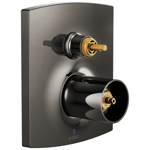 Brizo Kintsu Pressure Balance Valve with Integrated 6-Function Diverter Trim - Less Handles in Brilliance Black Onyx Finish - T75P606-BNXLHP