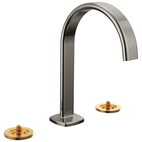 Brizo Allaria Widespread Lavatory Faucet with Arc Spout - Less Handles in Brilliance Black Onyx Finish - 65367LF-BNXLHP-ECO