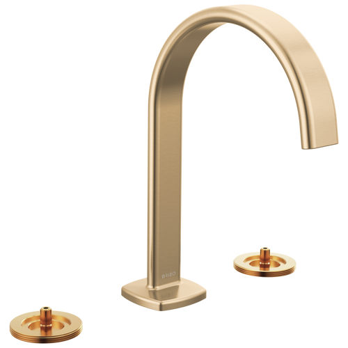 Brizo Allaria Widespread Lavatory Faucet with Arc Spout - Less Handles in Luxe Gold Finish - 65367LF-GLLHP-ECO