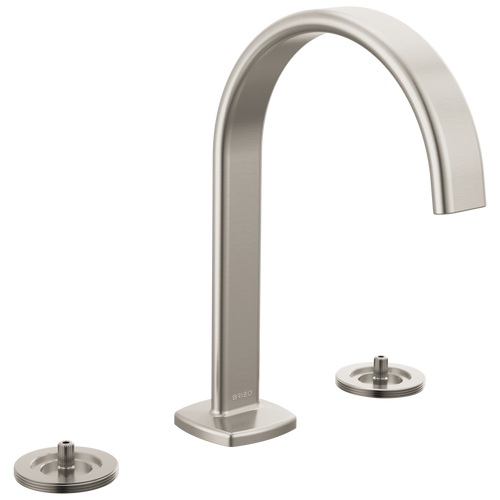 Brizo Allaria Widespread Lavatory Faucet with Arc Spout - Less Handles in Luxe Nickel Finish - 65367LF-NKLHP-ECO