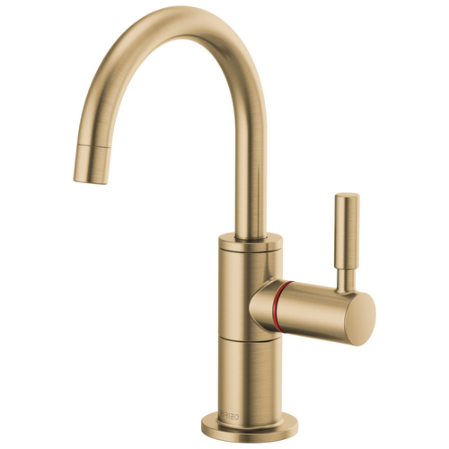 Brizo Solna Instant Hot Faucet with Arc Spout in Luxe Gold Finish - 61320LF-H-GL Brizo Solna Instant Hot Faucet with Arc Spout in Luxe Gold Finish - 61320LF-H-GL