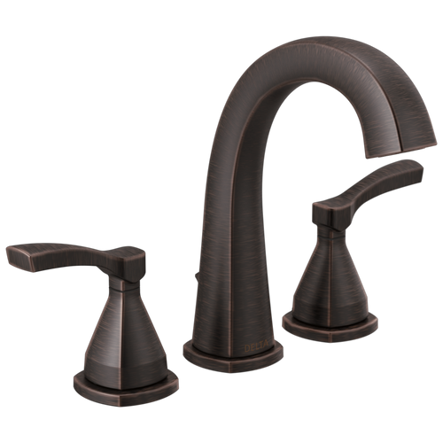 Delta Stryke Widespread Arc Faucet with Lever Handles & Metal Drain & Pop Up in Venetian Bronze Finish - 35775-RBMPU-DST