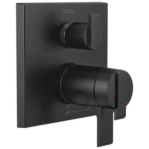 Delta Ara Angular Modern TempAssure 17T Series Valve Trim with 3-Setting Integrated Diverter in Matte Black Finish - T27T867-BL