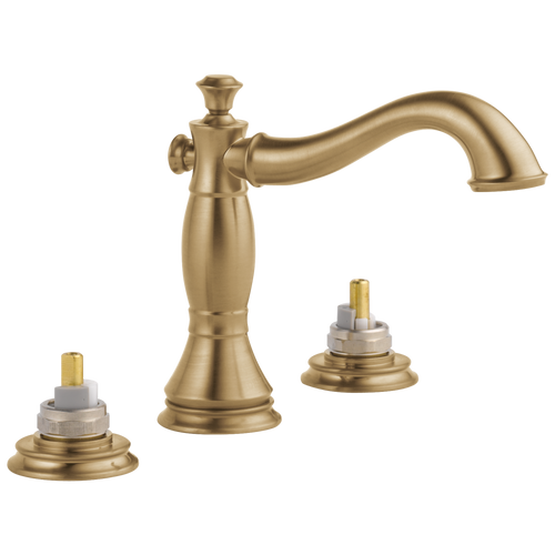 Delta Cassidy Two Handle Widespread Bathroom Faucet - Less Handles with Metal Drain & Pop Up in Champagne Bronze Finish - 3597LF-CZMPU-LHP