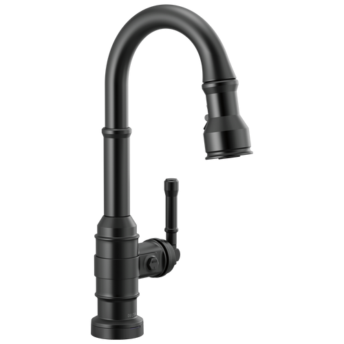 Delta Broderick Single Handle Pull-Down Bar/Prep Faucet with Touch2O Technology in Matte Black Finish - 9990T-BL-DST Delta Broderick Single Handle Pull-Down Bar/Prep Faucet with Touch2O Technology in Matte Black Finish - 9990T-BL-DST