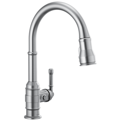 Delta Broderick Single Handle Pull-Down Kitchen Faucet in Arctic Stainless Finish - 9190-AR-DST Delta Broderick Single Handle Pull-Down Kitchen Faucet in Arctic Stainless Finish - 9190-AR-DST