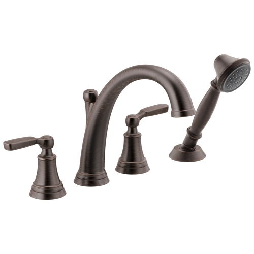 Delta Woodhurst Roman Tub with Hand Shower Trim in Venetian Bronze Finish - T4732-RB