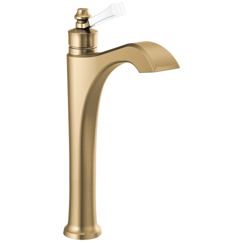 Delta Dorval Single Handle Vessel Bathroom Faucet with Lever Handle in Champagne Bronze / Porcelain Finish - 756-GS-DST