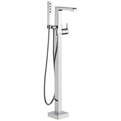 Delta Ara Single Handle Floor Mount Tub Filler Trim with Hand Shower in Chrome Finish - T4767-FL