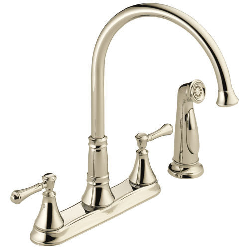 Delta Cassidy Two Handle Kitchen Faucet with Spray in Polished Nickel Finish - 2497LF-PN