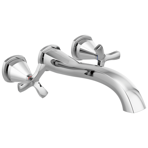 Delta Stryke Wall Mounted Tub Filler with Cross Handles in Chrome Finish - T57766-WL