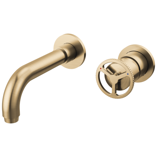 Delta Trinsic Single Handle Wall Mount Bathroom Faucet Trim with Wheel Handle in Champagne Bronze Finish - T3558LF-CZWL
