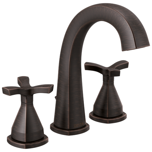 Delta Stryke Widespread Arc Faucet with Cross Handles & Metal Drain & Pop Up in Venetian Bronze Finish - 357756-RBMPU-DST
