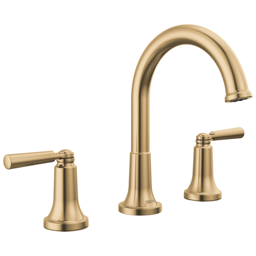Delta Saylor Two Handle Widespread Bathroom Arc Faucet with Metal Drain & Pop Up in Champagne Bronze Finish - 3535-CZMPU-DST
