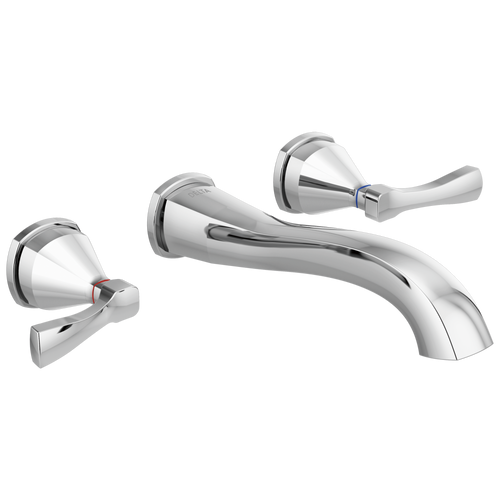 Delta Stryke Two Handle Wall Mount Bathroom Faucet with Lever Handles in Chrome Finish - T3576LF-WL