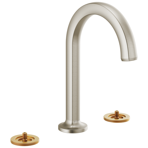 Brizo Kintsu Widespread Lavatory Faucet with Arc Spout - Less Handles 1.2 GPM in Luxe Nickel Finish - 65306LF-NKLHP-ECO