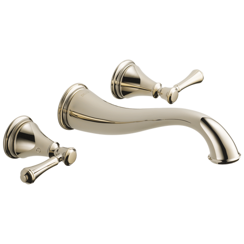 Delta Cassidy Two Handle Wall Mount Bathroom Faucet Trim in Polished Nickel Finish - T3597LF-PNWL