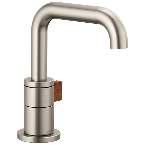 Brizo Litze 65035LF-NKTK-ECO Single Handle Single Hole Lavatory Faucet Luxe Nickel/Teak Wood 1.2GPM