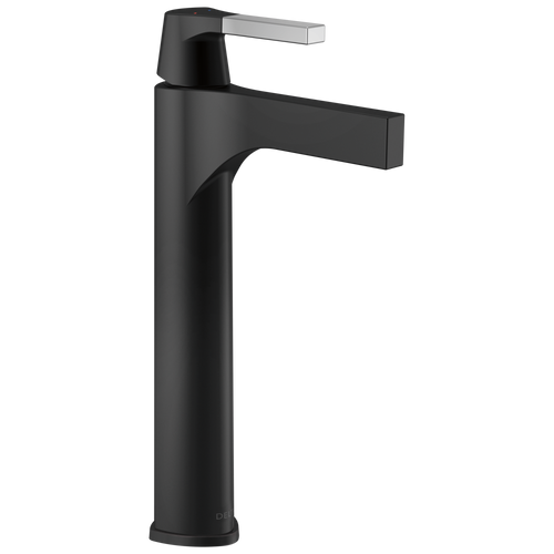 Delta Zura Single Handle Vessel Bathroom Faucet in Chrome / Matte Black Finish - 774-CS-DST