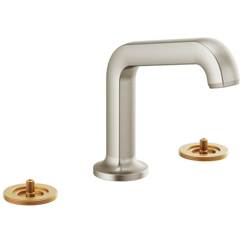 Brizo Kintsu Widespread Lavatory Faucet with Angled Spout - Less Handles 1.5 GPM in Luxe Nickel Finish - 65307LF-NKLHP