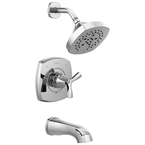 Delta Stryke 14 Series Tub & Shower with Cross Handle in Chrome Finish - T144766