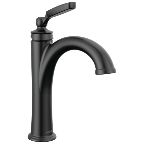 Delta Woodhurst Single Handle Bathroom Faucet with Metal Drain & Pop Up in Matte Black Finish - 532-BLMPU-DST