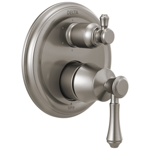 Delta Cassidy Traditional Two-Handle Monitor 14 Series Valve Trim with 6-Setting Integrated Diverter in Stainless Finish - T24997-SS