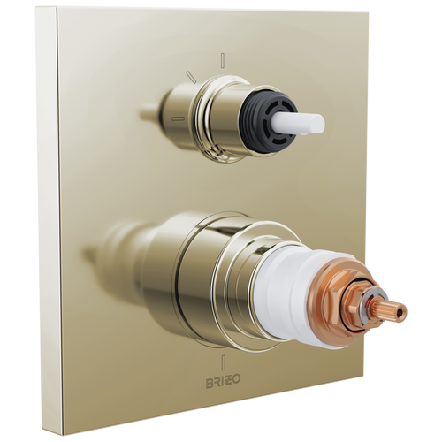 Brizo Frank Lloyd Wright TempAssure Thermostatic Valve with 3-Function Integrated Diverter Trim - Less Handles in Polished Nickel Finish - T75522-PNLHP