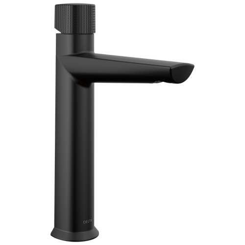 Delta Galeon Single Handle Mid-Height Bathroom Faucet with Knurled Handle in Matte Black Finish - 673-BL-DST