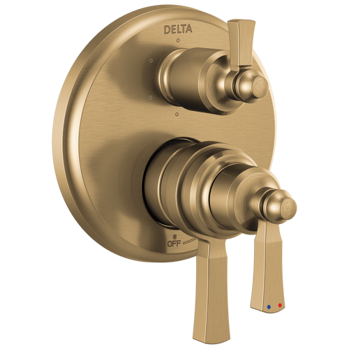Delta Dorval Traditional 2-Handle Monitor 17 Series Valve Trim with 6 Setting Diverter in Champagne Bronze Finish - T27956-CZ