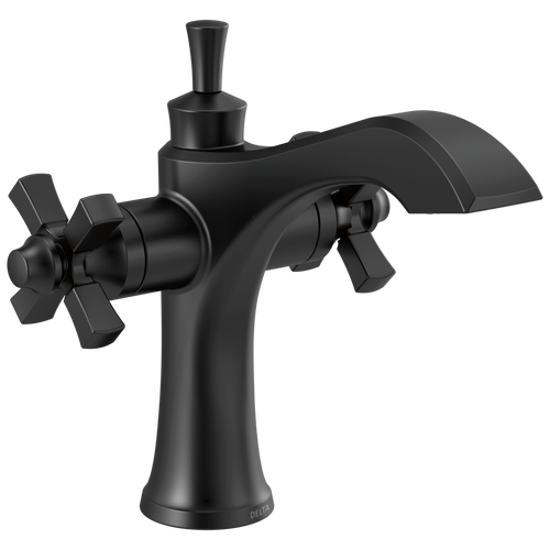 Delta Dorval Two Handle Single Hole Monoblock Bathroom Faucet with Cross Handles in Matte Black Finish - 857-BL-DST