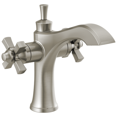 Delta Dorval Two Handle Single Hole Monoblock Bathroom Faucet with Cross Handles in Stainless Finish - 857-SS-DST