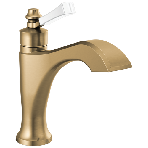 Delta Dorval Single Handle Bathroom Faucet with Lever Handle & Metal Drain & Pop Up in Champagne Bronze / Porcelain Finish - 556-GSMPU-DST Delta Dorval Single Handle Bathroom Faucet with Lever Handle & Metal Drain & Pop Up in Champagne Bronze / Porcelain Finish - 556-GSMPU-DST